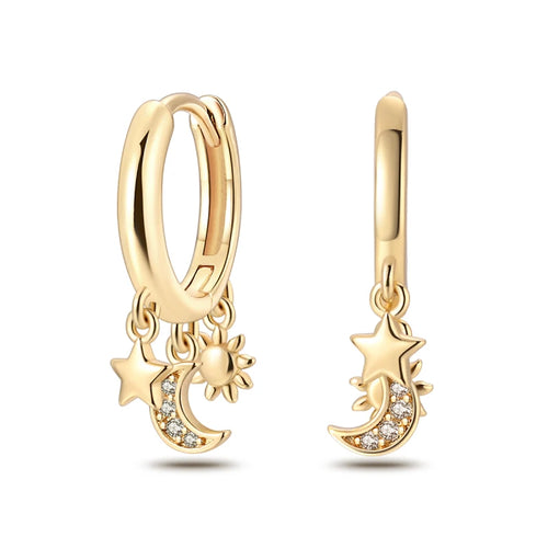 925 Sterling Silver Gold-Plated Celestial Earrings