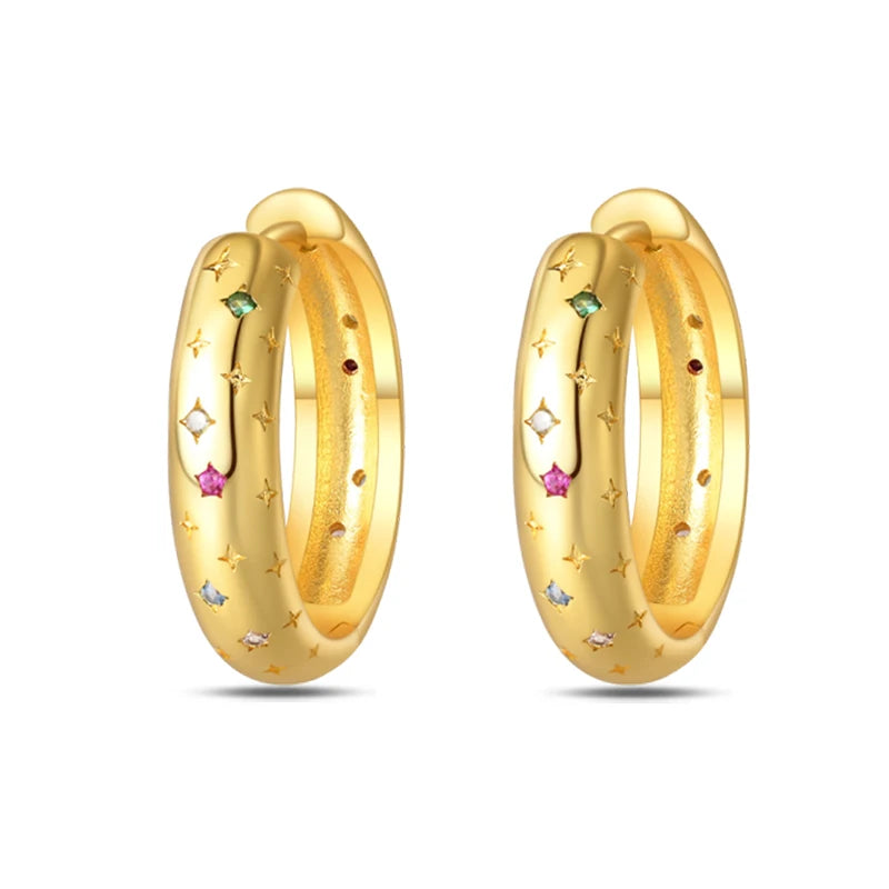 Colorful Gemstone Hoop Earrings