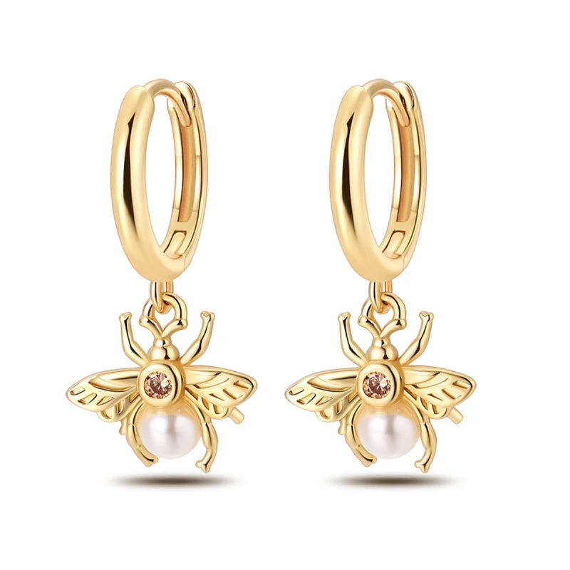 925 Sterling Silver Gold-Plated Bee Earrings