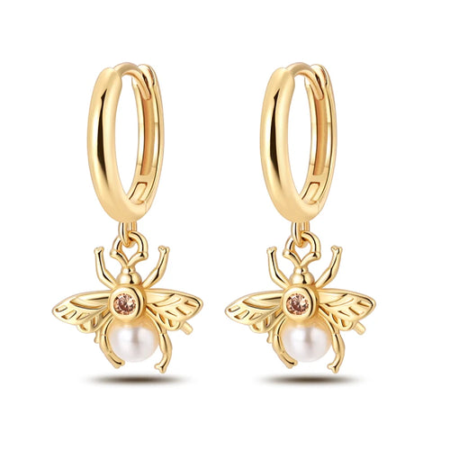 925 Sterling Silver Gold-Plated Bee Earrings