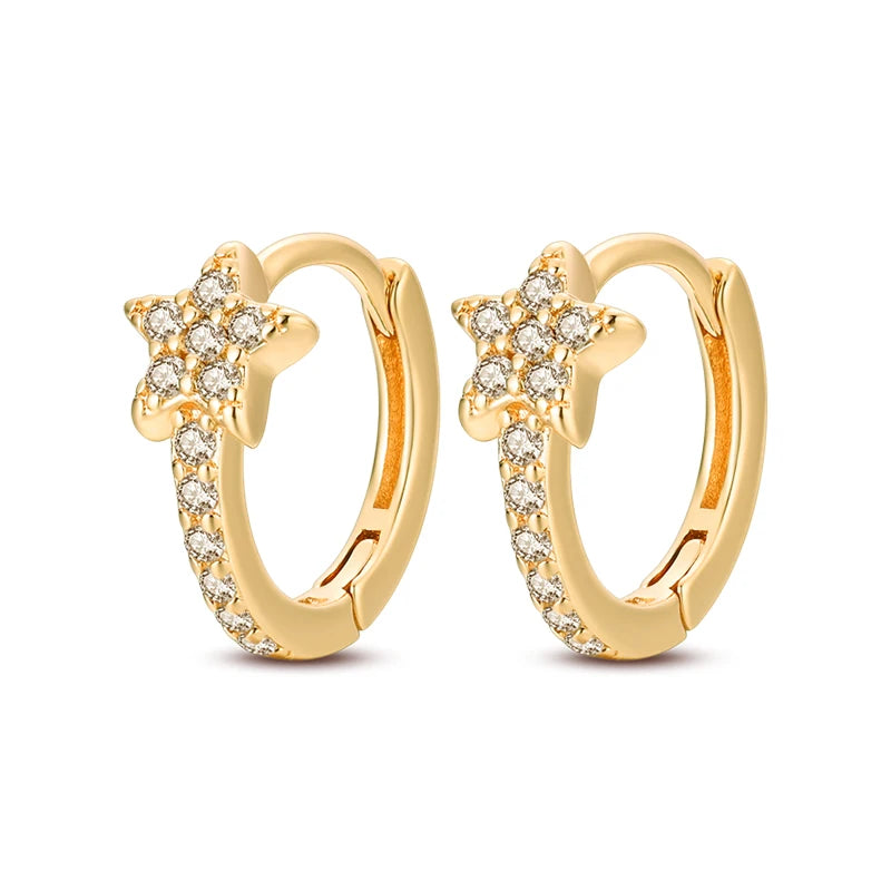 925 Sterling Silver Gold-Plated Star Hoop Earrings