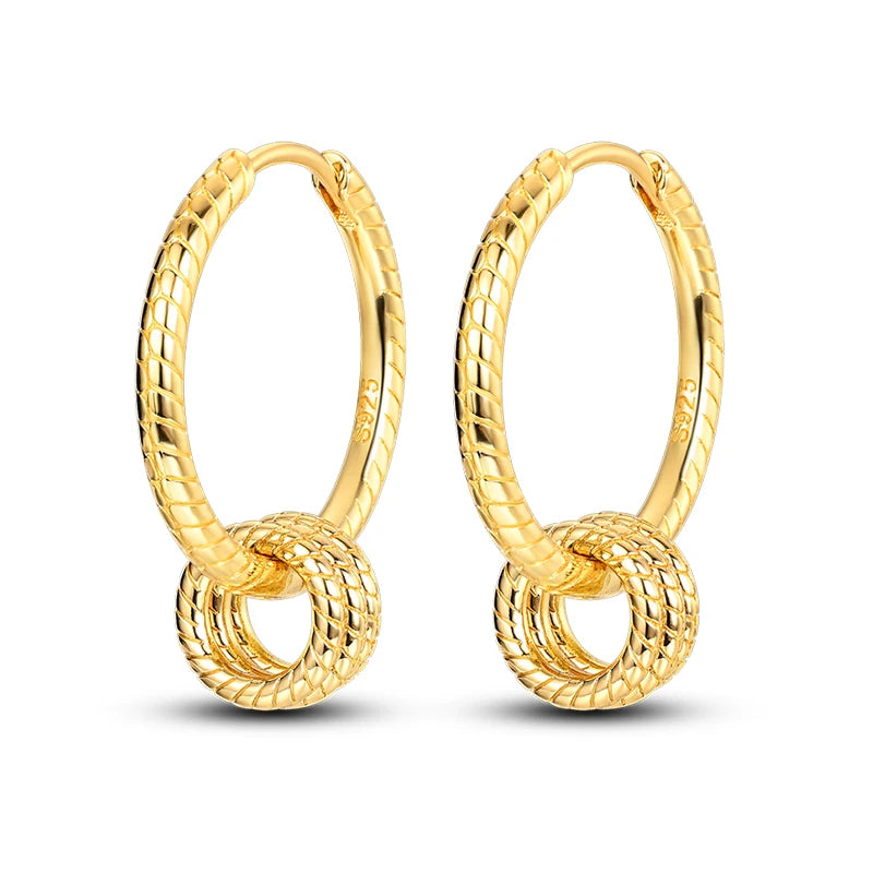 Textured Double Ring Hoop Earrings