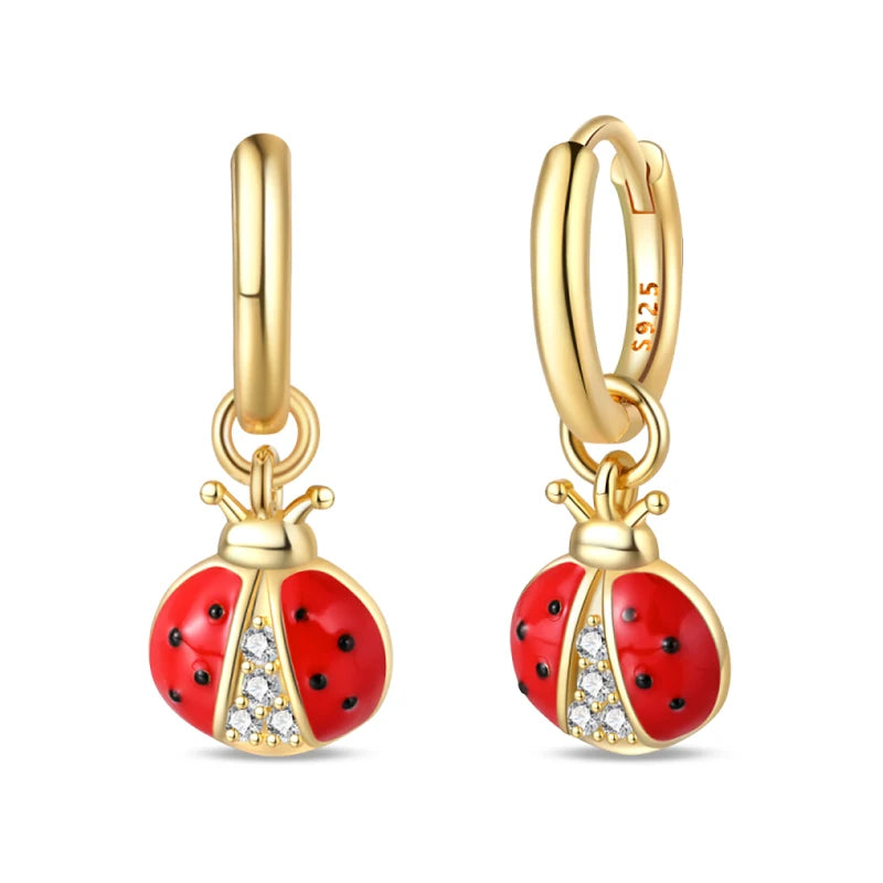 Lucky Ladybug Hoop Earrings