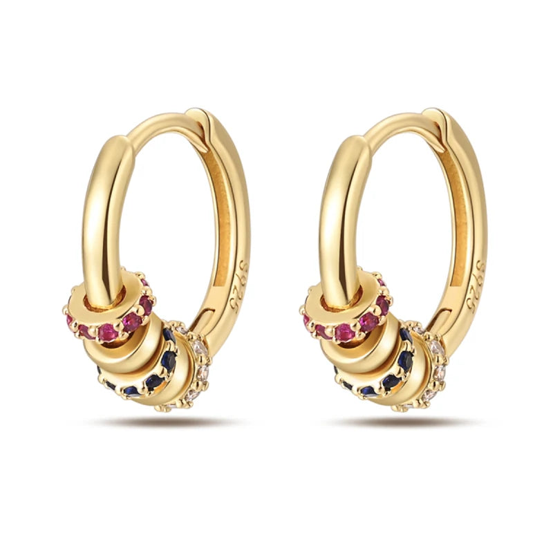 Triple Charm Huggie Earrings