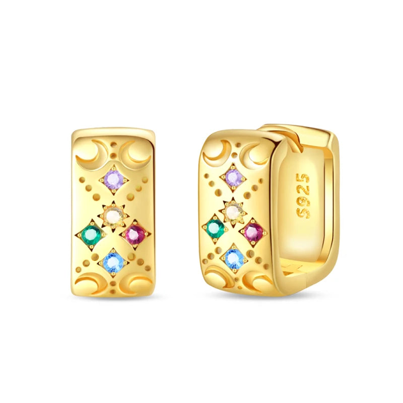 Vintage-Inspired Rainbow Huggie Earrings