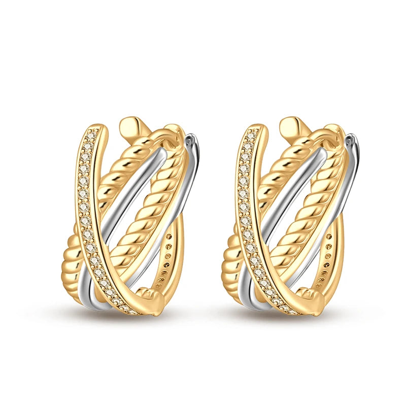 925 Sterling Silver Two-Tone Gold Hoop Earrings