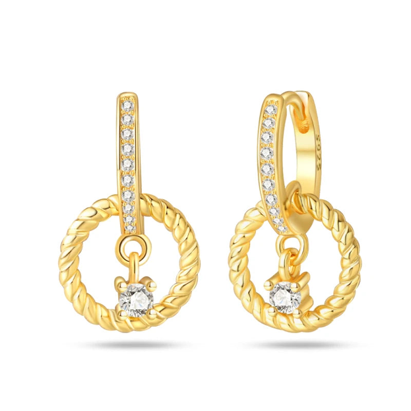 Elegant Twisted Hoop Drop Earrings – 18K Gold Plated