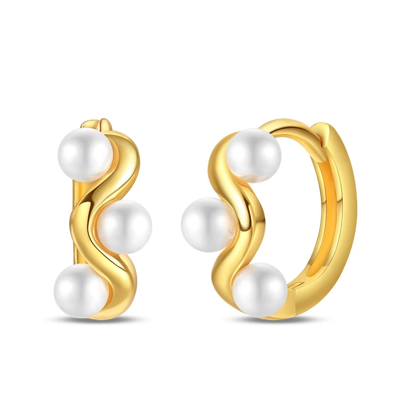 Triple Pearl Hoop Earrings