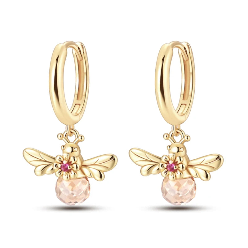 Bee Charm Drop Earrings