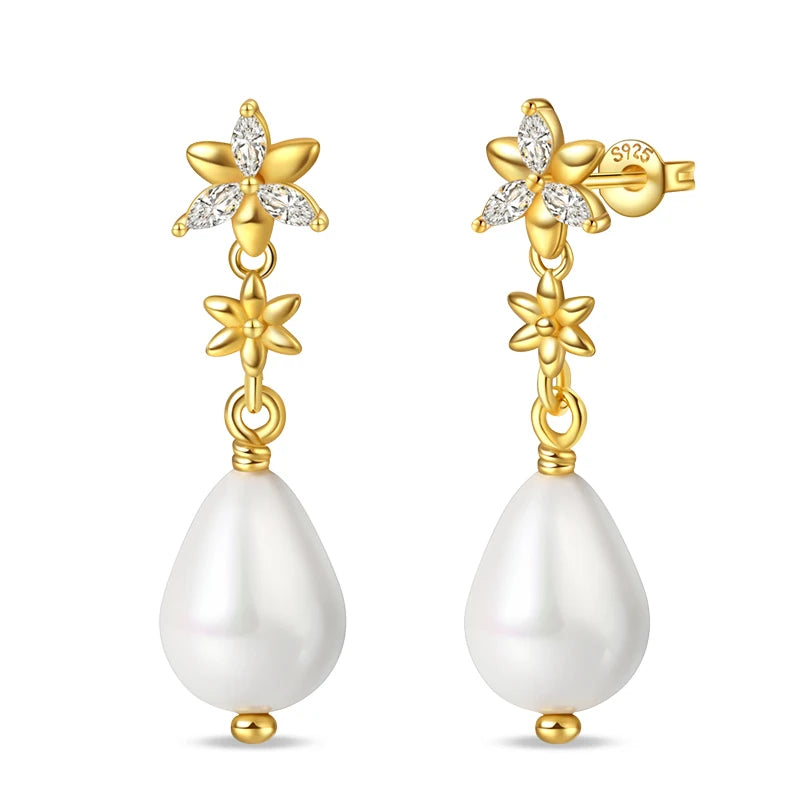 Floral Pearl Drop Earrings