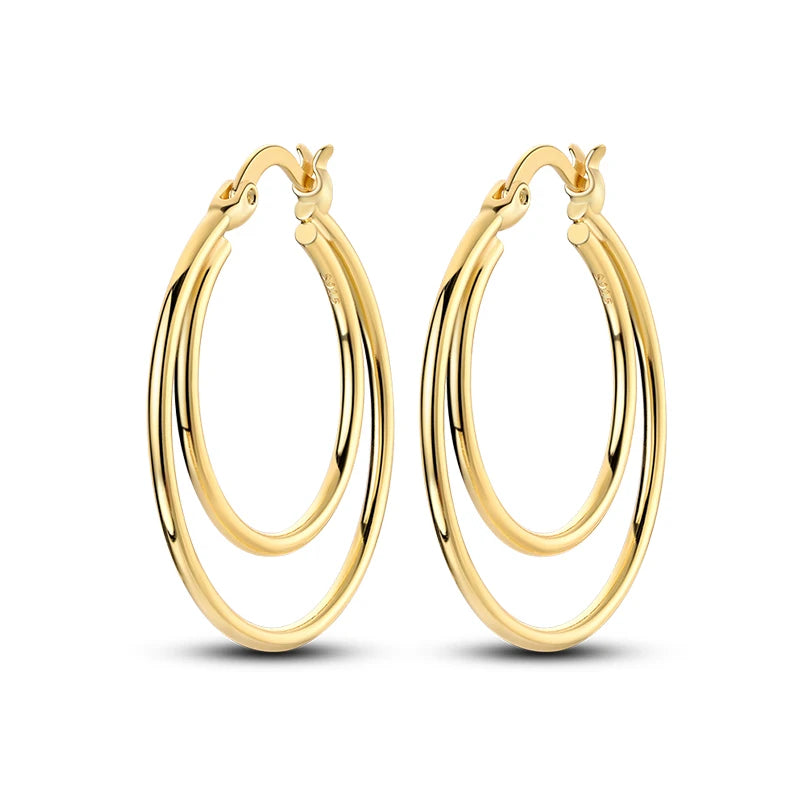 Double Hoop Gold Earrings – 18K Gold Plated Statement Hoops